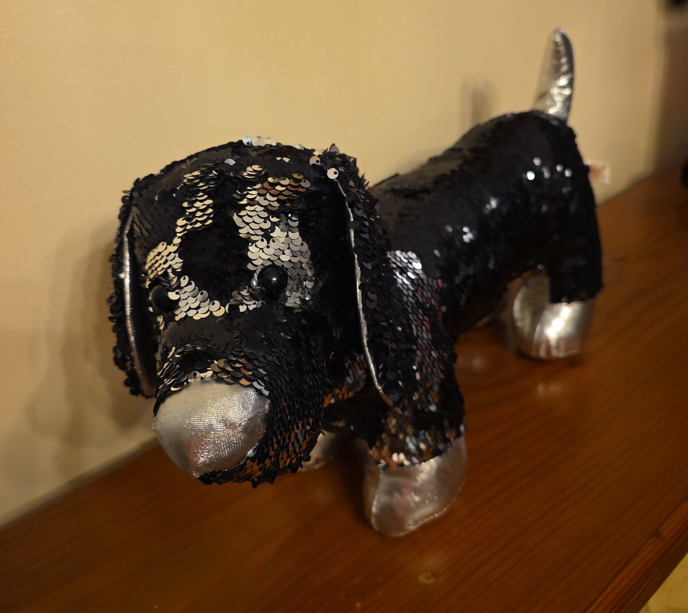 Sequin And Shimers DECHSOUND  Flip-Sequin Plush Toy - Black & Silver